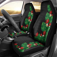 Hawaiian Taro Leaves-Hibiscus and Plumeria Car Seat Cover Polynesian Art-Kakau Tattoo Black LT03 - Polynesian Pride