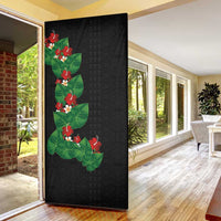 Hawaiian Taro Leaves-Hibiscus and Plumeria Door Cover Polynesian Art-Kakau Tattoo Black LT03 - Polynesian Pride