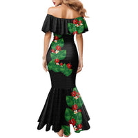 Hawaiian Taro Leaves-Hibiscus and Plumeria Family Matching Mermaid Dress and Hawaiian Shirt Polynesian Art-Kakau Tattoo Black LT03 - Polynesian Pride