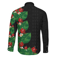 Hawaiian Taro Leaves-Hibiscus and Plumeria Family Matching Puletasi and Hawaiian Shirt Polynesian Art-Kakau Tattoo Black LT03 - Polynesian Pride