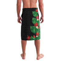 Hawaiian Taro Leaves-Hibiscus and Plumeria Lavalava Polynesian Art-Kakau Tattoo Black