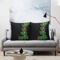 Hawaiian Taro Leaves-Hibiscus and Plumeria Pillow Cover Polynesian Art-Kakau Tattoo Black