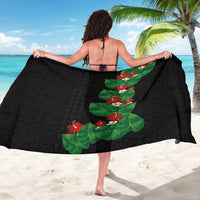 Hawaiian Taro Leaves-Hibiscus and Plumeria Sarong Polynesian Art-Kakau Tattoo Black