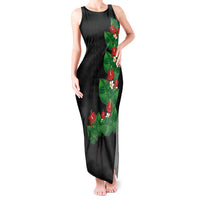 Hawaiian Taro Leaves-Hibiscus and Plumeria Tank Maxi Dress Polynesian Art-Kakau Tattoo Black LT03 Women Black - Polynesian Pride