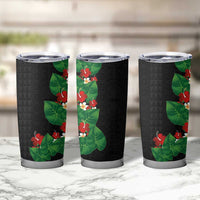 Hawaiian Taro Leaves-Hibiscus and Plumeria Tumbler Cup Polynesian Art-Kakau Tattoo Black LT03 - Polynesian Pride