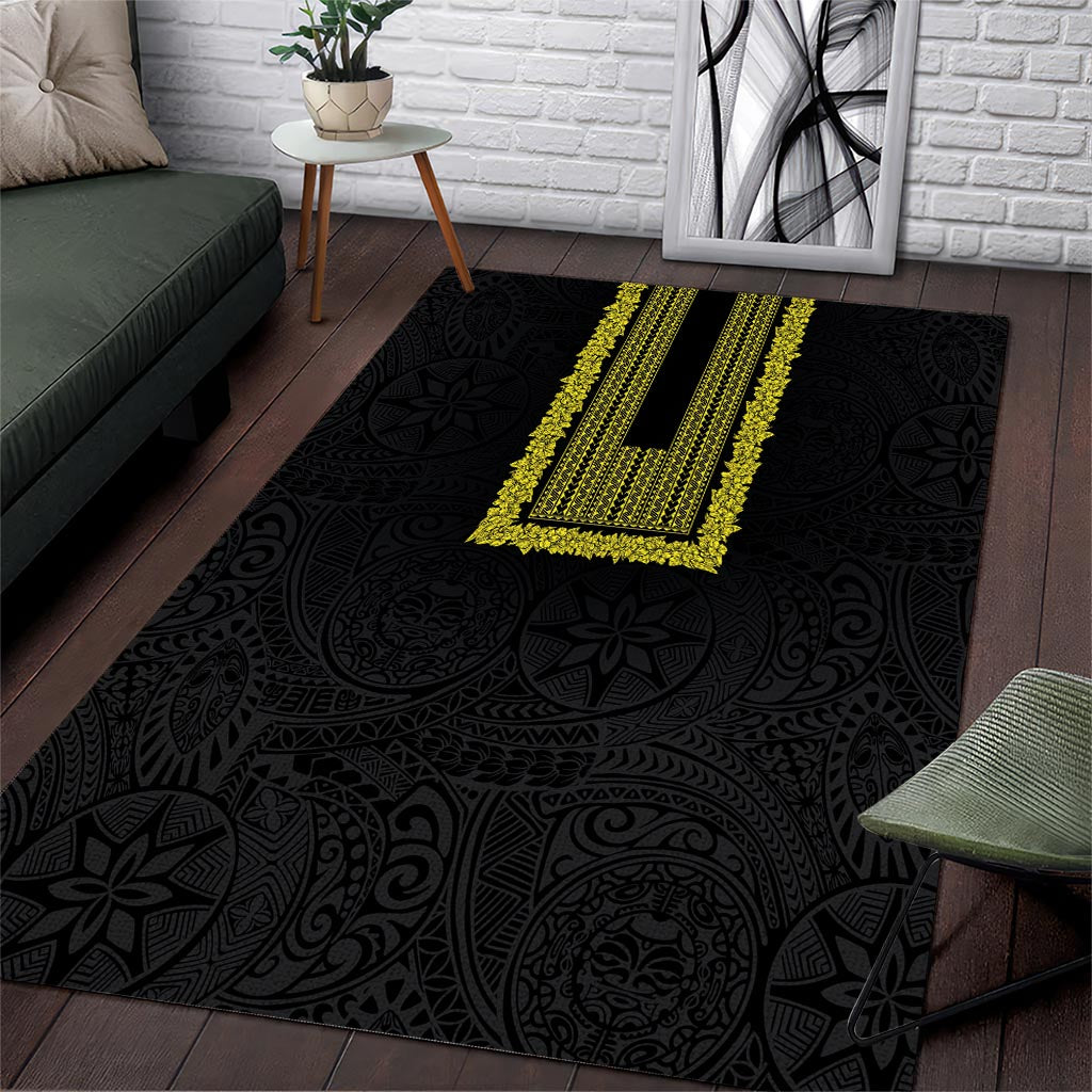 Philippines Polynesian Jasmine Pattern Area Rug With Barong Tagalog Black Style LT03 Black - Polynesian Pride