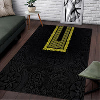 Philippines Polynesian Jasmine Pattern Area Rug With Barong Tagalog Black Style LT03 Black - Polynesian Pride
