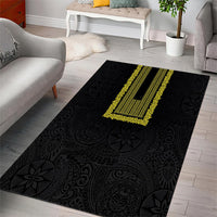Philippines Polynesian Jasmine Pattern Area Rug With Barong Tagalog Black Style LT03 - Polynesian Pride
