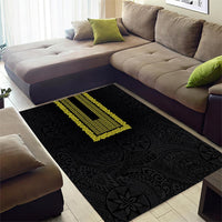 Philippines Polynesian Jasmine Pattern Area Rug With Barong Tagalog Black Style LT03 - Polynesian Pride