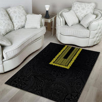 Philippines Polynesian Jasmine Pattern Area Rug With Barong Tagalog Black Style LT03 - Polynesian Pride