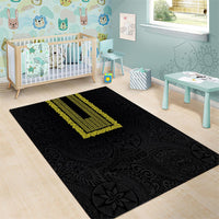 Philippines Polynesian Jasmine Pattern Area Rug With Barong Tagalog Black Style LT03 - Polynesian Pride