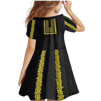 Philippines Polynesian Jasmine Pattern Family Matching Mermaid Dress and Hawaiian Shirt With Barong Tagalog Black Style
