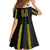 Philippines Polynesian Jasmine Pattern Family Matching Off The Shoulder Long Sleeve Dress and Hawaiian Shirt With Barong Tagalog Black Style