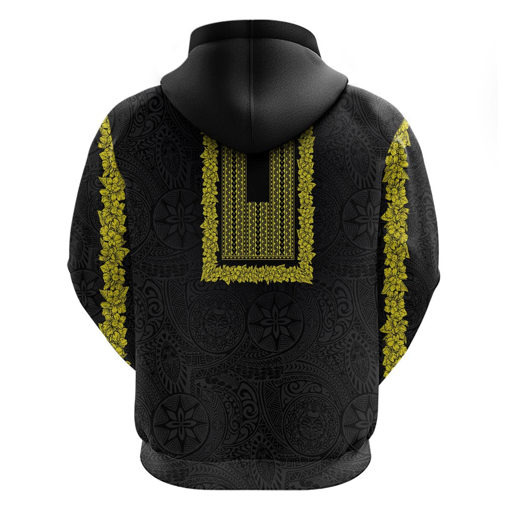 Philippines Polynesian Jasmine Pattern Hoodie With Barong Tagalog Black Style