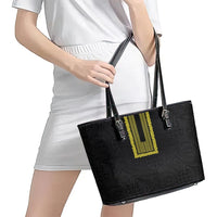 Philippines Polynesian Jasmine Pattern Leather Tote Bag With Barong Tagalog Black Style