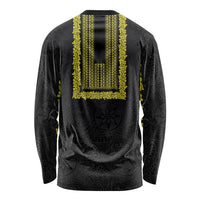 Philippines Polynesian Jasmine Pattern Long Sleeve Shirt With Barong Tagalog Black Style LT03 - Polynesian Pride