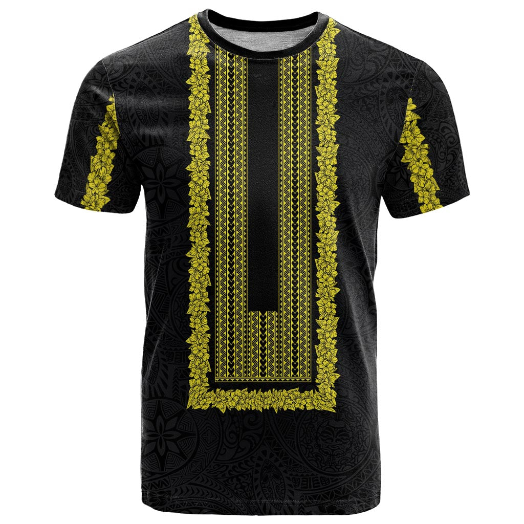 Philippines Polynesian Jasmine Pattern T Shirt With Barong Tagalog Black Style
