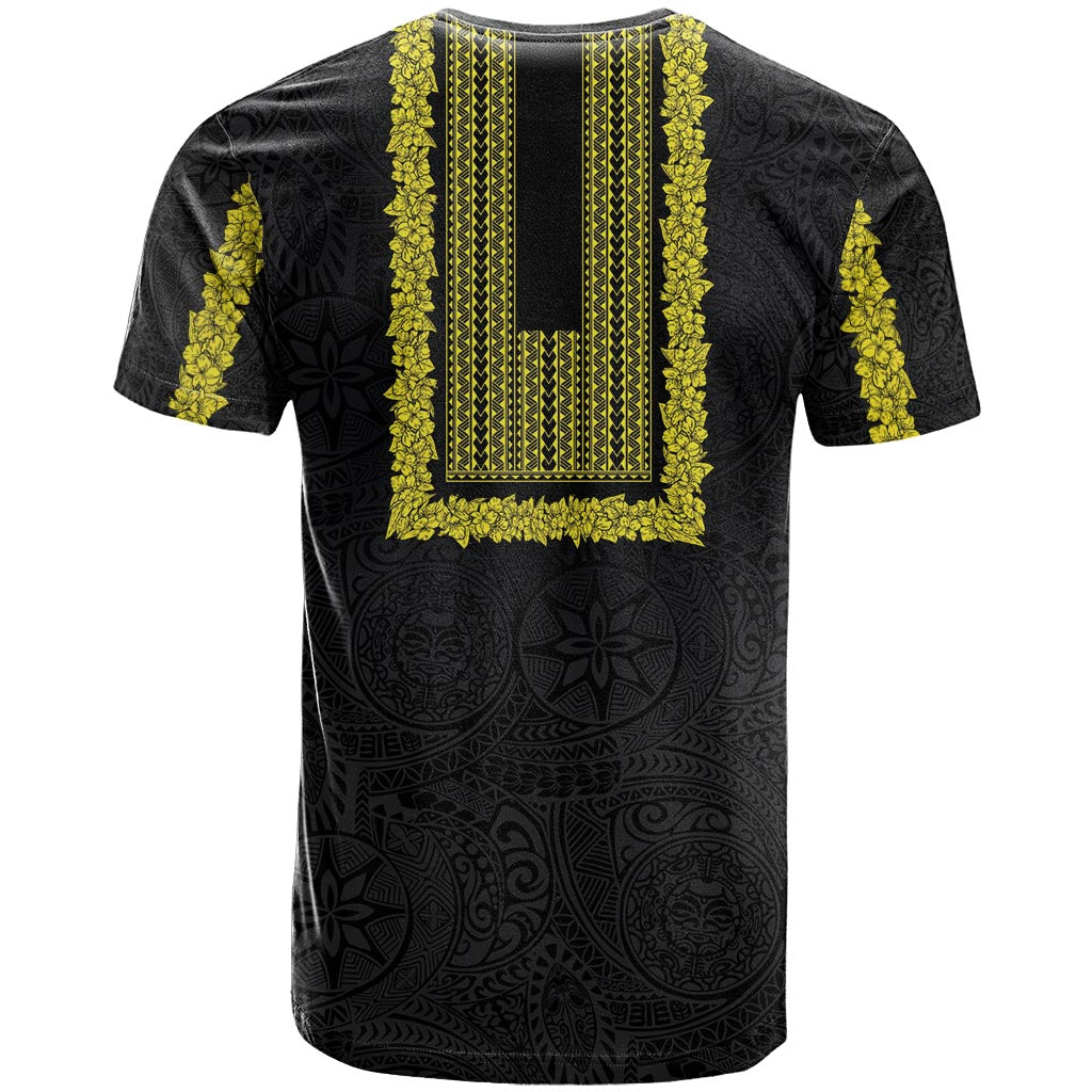 Philippines Polynesian Jasmine Pattern T Shirt With Barong Tagalog Black Style
