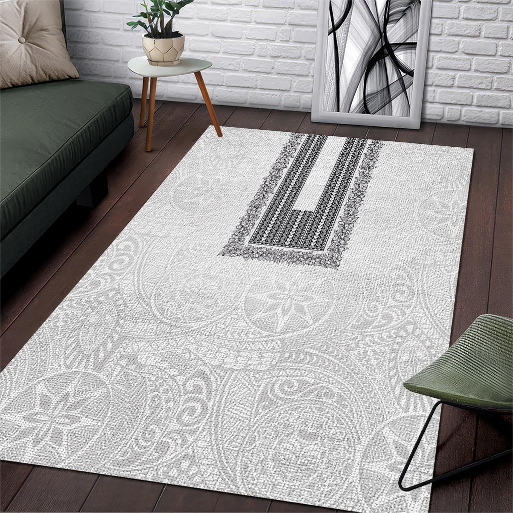 Philippines Polynesian Jasmine Pattern Area Rug With Barong Tagalog White Style LT03 White - Polynesian Pride