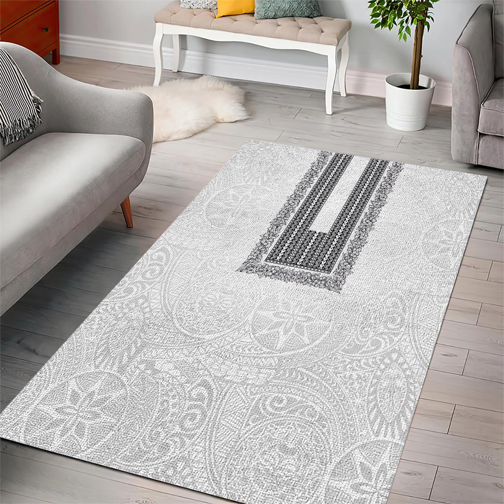 Philippines Polynesian Jasmine Pattern Area Rug With Barong Tagalog White Style LT03 - Polynesian Pride