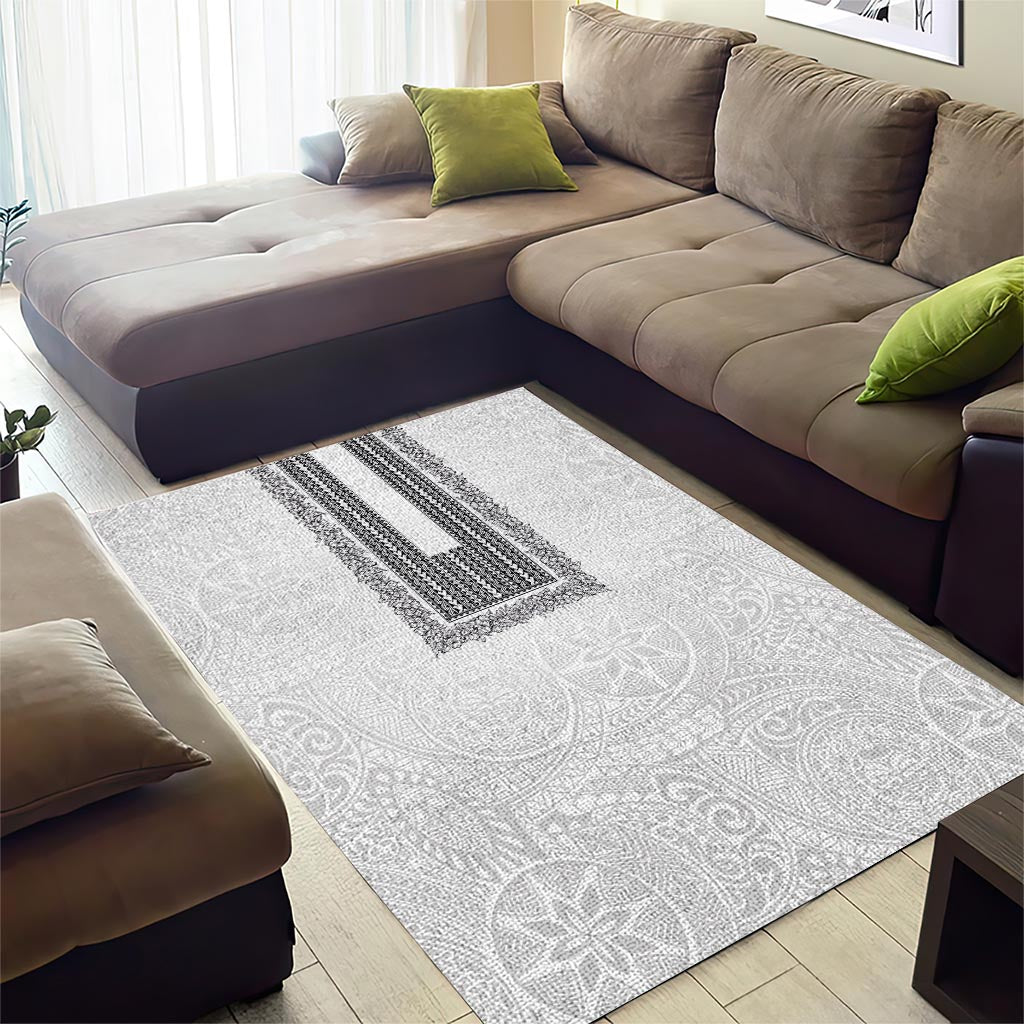 Philippines Polynesian Jasmine Pattern Area Rug With Barong Tagalog White Style LT03 - Polynesian Pride