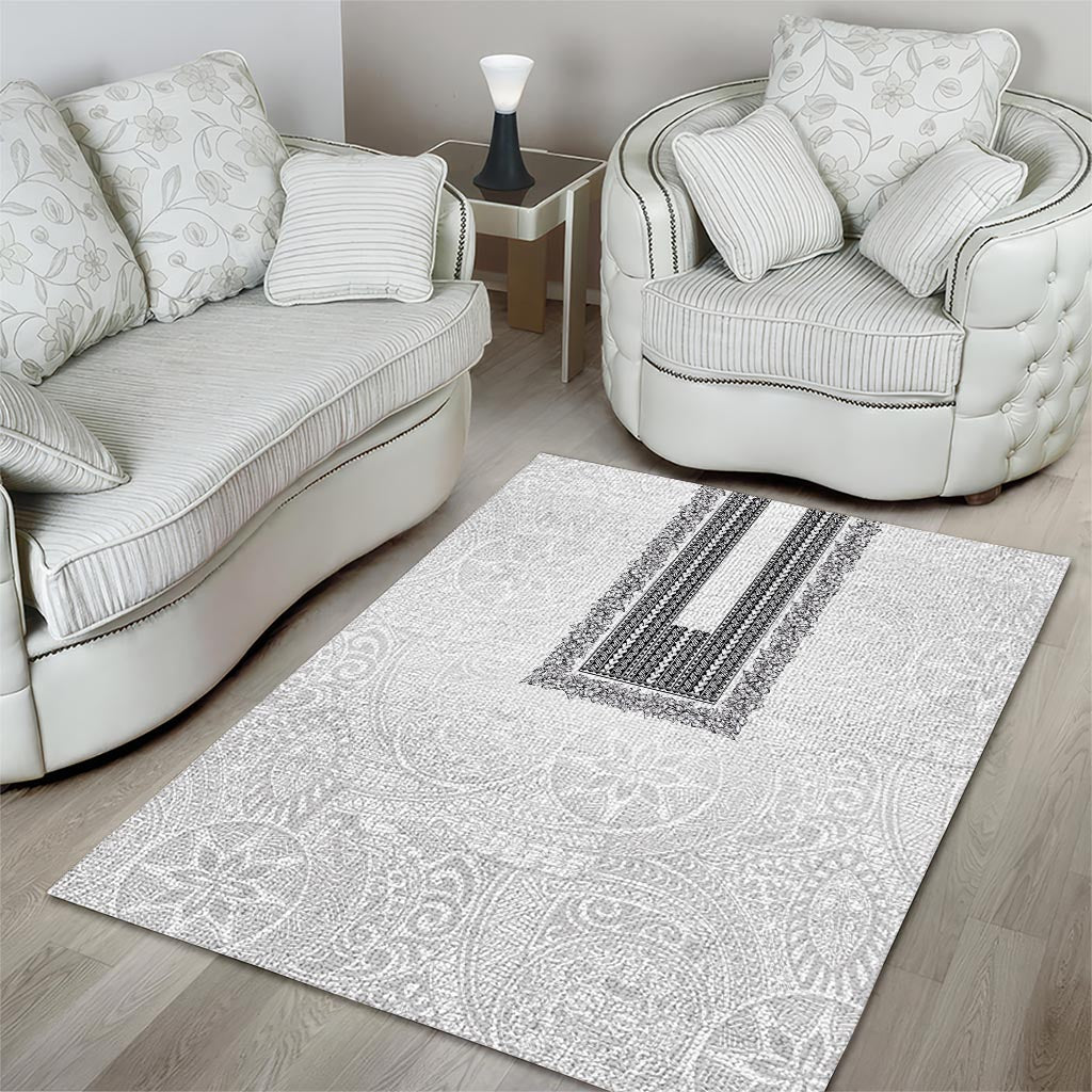 Philippines Polynesian Jasmine Pattern Area Rug With Barong Tagalog White Style LT03 - Polynesian Pride