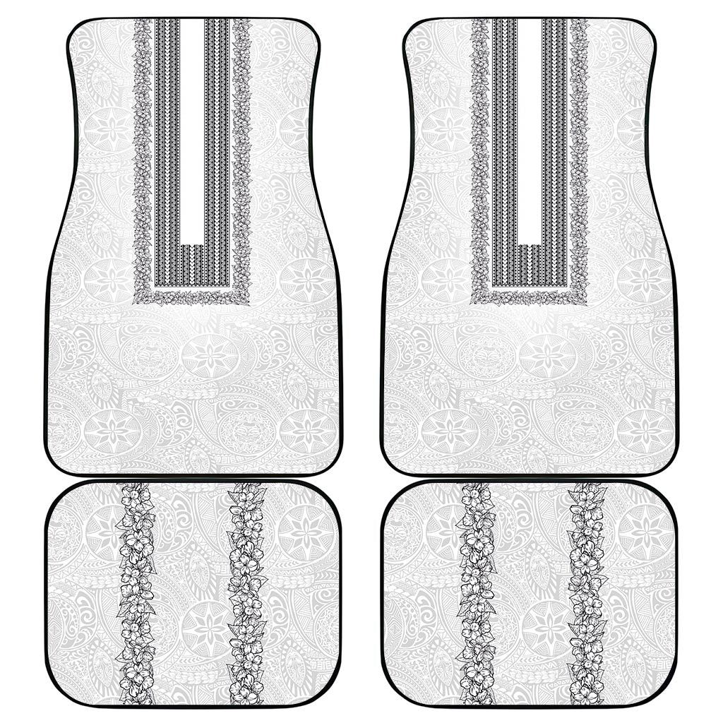 Philippines Polynesian Jasmine Pattern Car Mats With Barong Tagalog White Style LT03 - Polynesian Pride