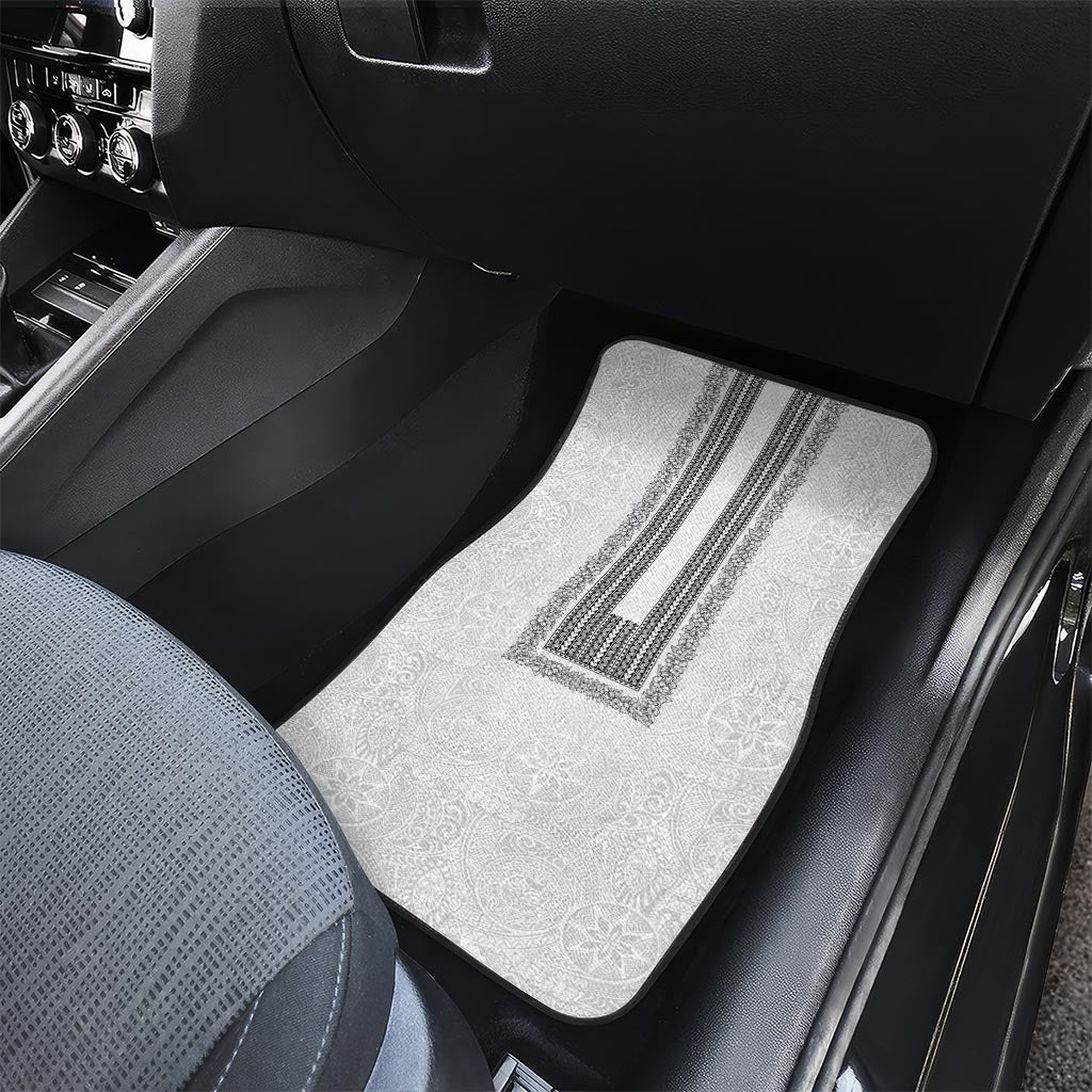 Philippines Polynesian Jasmine Pattern Car Mats With Barong Tagalog White Style LT03 - Polynesian Pride