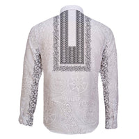 Philippines Polynesian Jasmine Pattern Family Matching Off Shoulder Short Dress and Hawaiian Shirt With Barong Tagalog White Style