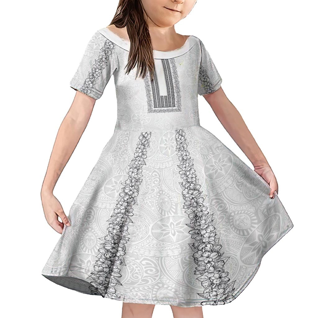 Philippines Polynesian Jasmine Pattern Family Matching Summer Maxi Dress and Hawaiian Shirt With Barong Tagalog White Style LT03 Daughter's Dress White - Polynesian Pride