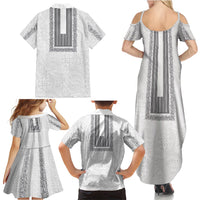 Philippines Polynesian Jasmine Pattern Family Matching Summer Maxi Dress and Hawaiian Shirt With Barong Tagalog White Style LT03 - Polynesian Pride