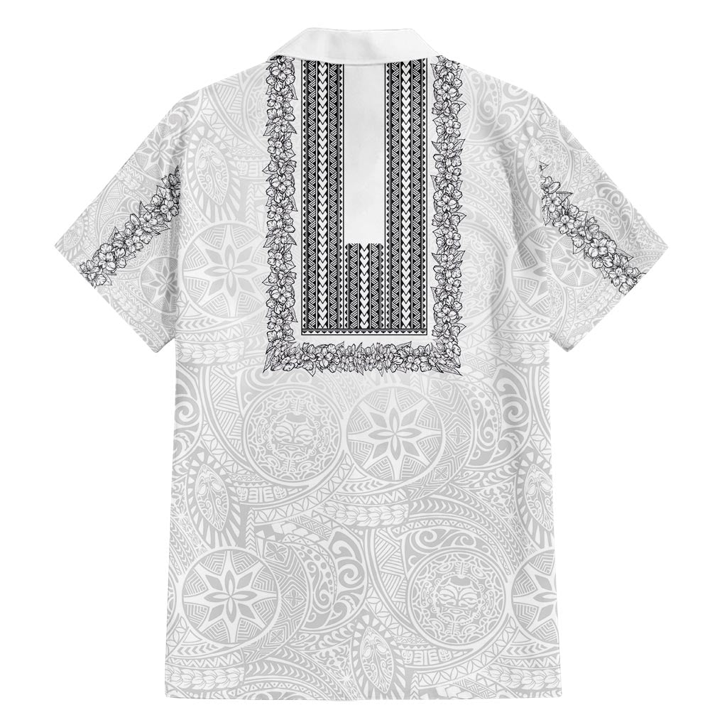 Philippines Polynesian Jasmine Pattern Family Matching Summer Maxi Dress and Hawaiian Shirt With Barong Tagalog White Style LT03 - Polynesian Pride