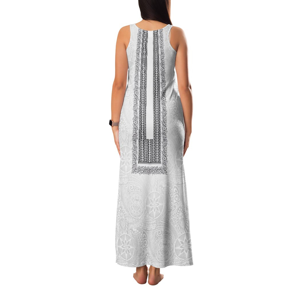 Philippines Polynesian Jasmine Pattern Family Matching Tank Maxi Dress and Hawaiian Shirt With Barong Tagalog White Style