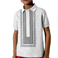 Philippines Polynesian Jasmine Pattern Kid Polo Shirt With Barong Tagalog White Style