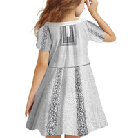 Philippines Polynesian Jasmine Pattern Kid Short Sleeve Dress With Barong Tagalog White Style
