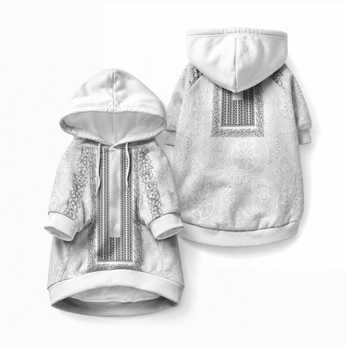 Philippines Polynesian Jasmine Pattern Pet Hoodie LT03 Pullover White - Polynesian Pride