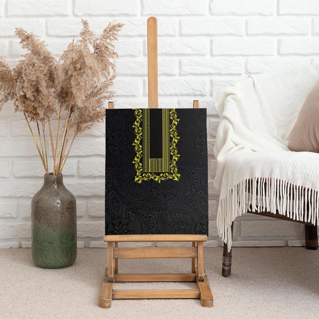 Philippines Polynesian Floral Pattern Canvas Wall Art With Barong Tagalog Black Style