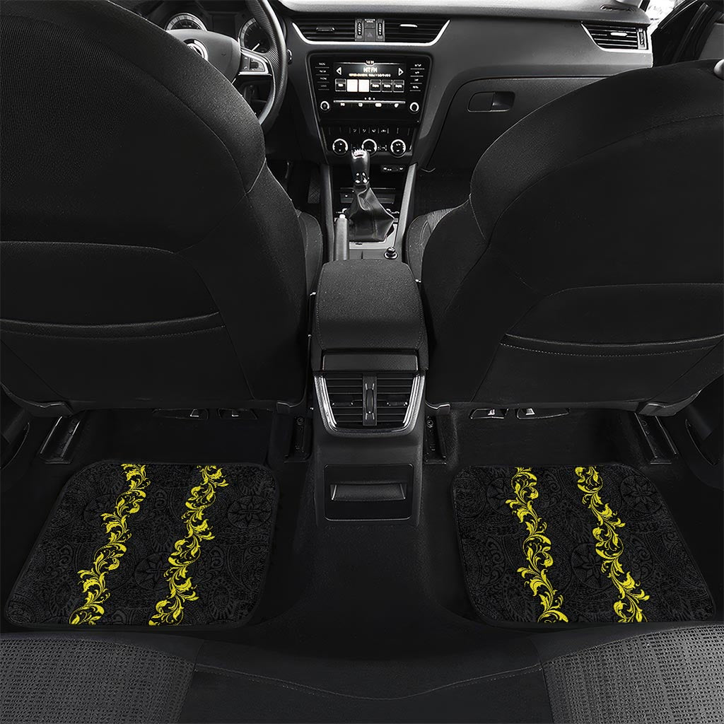 Philippines Polynesian Floral Pattern Car Mats With Barong Tagalog Black Style