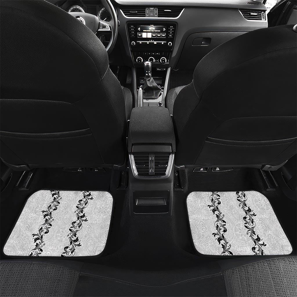 Philippines Polynesian Floral Pattern Car Mats With Barong Tagalog White Style