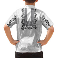 Philippines Polynesian Floral Pattern Hawaiian Shirt With Barong Tagalog White Style