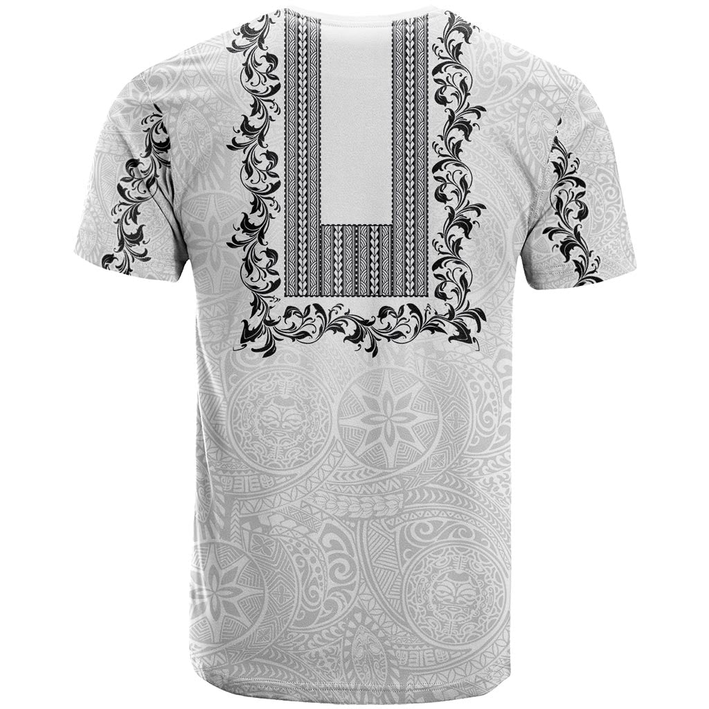 Philippines Polynesian Floral Pattern T Shirt With Barong Tagalog White Style