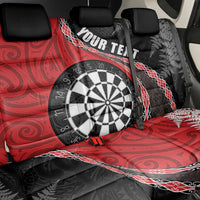 Personalised New Zealand Darts Back Car Seat Cover Koru Tribal Tattoo and Silver Fern Maori Pattern Red Color LT03 - Polynesian Pride