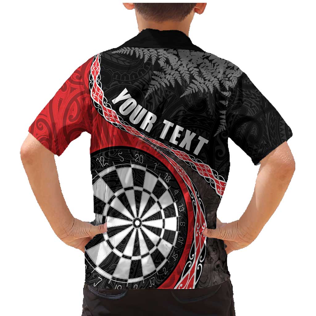 Personalised New Zealand Darts Family Matching Mermaid Dress and Hawaiian Shirt Koru Tribal Tattoo and Silver Fern Maori Pattern Red Color LT03 - Polynesian Pride