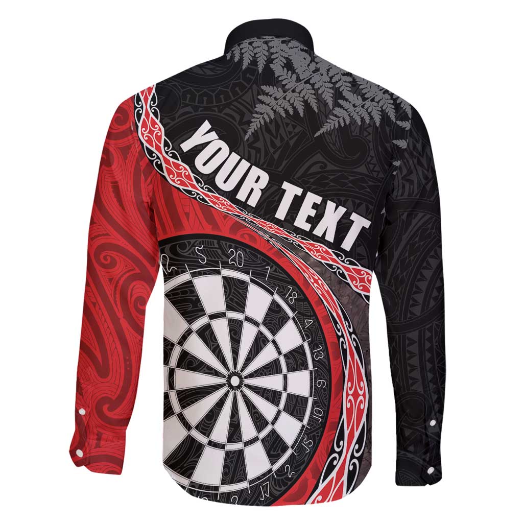 Personalised New Zealand Darts Family Matching Off Shoulder Maxi Dress and Hawaiian Shirt Koru Tribal Tattoo and Silver Fern Maori Pattern Red Color LT03 - Polynesian Pride