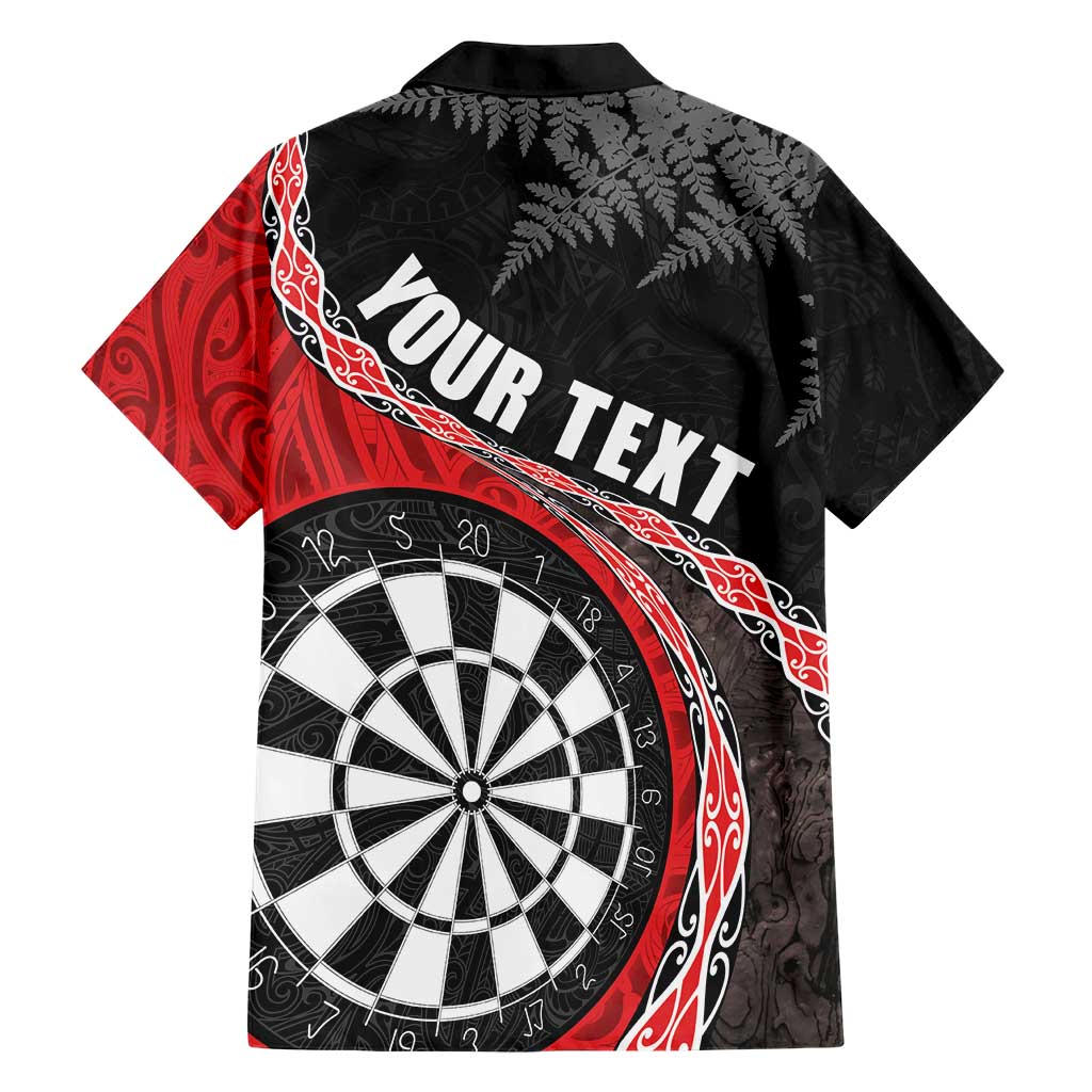 Personalised New Zealand Darts Family Matching Short Sleeve Bodycon Dress and Hawaiian Shirt Koru Tribal Tattoo and Silver Fern Maori Pattern Red Color LT03 - Polynesian Pride