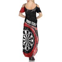Personalised New Zealand Darts Family Matching Summer Maxi Dress and Hawaiian Shirt Koru Tribal Tattoo and Silver Fern Maori Pattern Red Color LT03 - Polynesian Pride