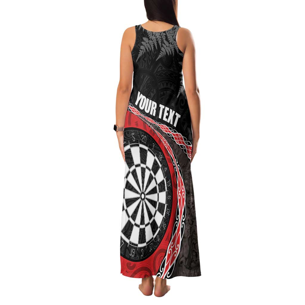 Personalised New Zealand Darts Family Matching Tank Maxi Dress and Hawaiian Shirt Koru Tribal Tattoo and Silver Fern Maori Pattern Red Color LT03 - Polynesian Pride