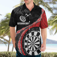 Personalised New Zealand Darts Hawaiian Shirt Koru Tribal Tattoo and Silver Fern Maori Pattern Red Color LT03 - Polynesian Pride