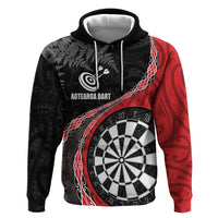 Personalised New Zealand Darts Hoodie Koru Tribal Tattoo and Silver Fern Maori Pattern Red Color LT03 Pullover Hoodie Red - Polynesian Pride