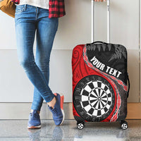 Personalised New Zealand Darts Luggage Cover Koru Tribal Tattoo and Silver Fern Maori Pattern Red Color LT03 - Polynesian Pride